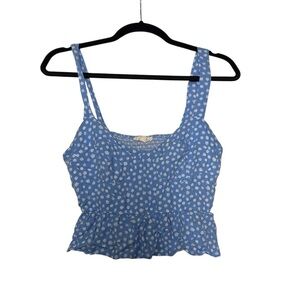 LA Hearts Ditsy Floral Cami Blue and White Size Large Cute Babydoll Sleeveless